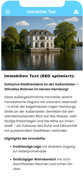 Mobile Ansicht Immobilien Expose mit Text