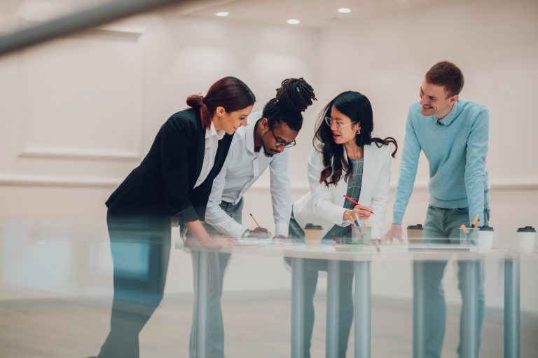Multiracial business team having a meeting in office