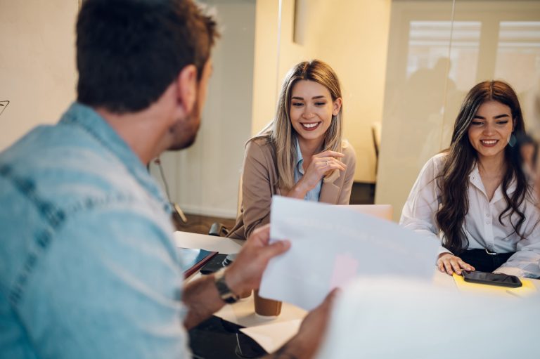 Multiracial business team having a meeting in the office